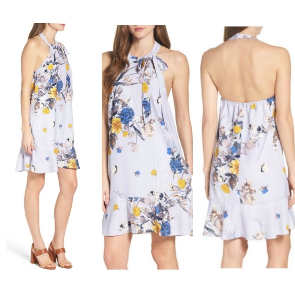 Chelsea28 Floral Lavender Bow Halter Dress💟